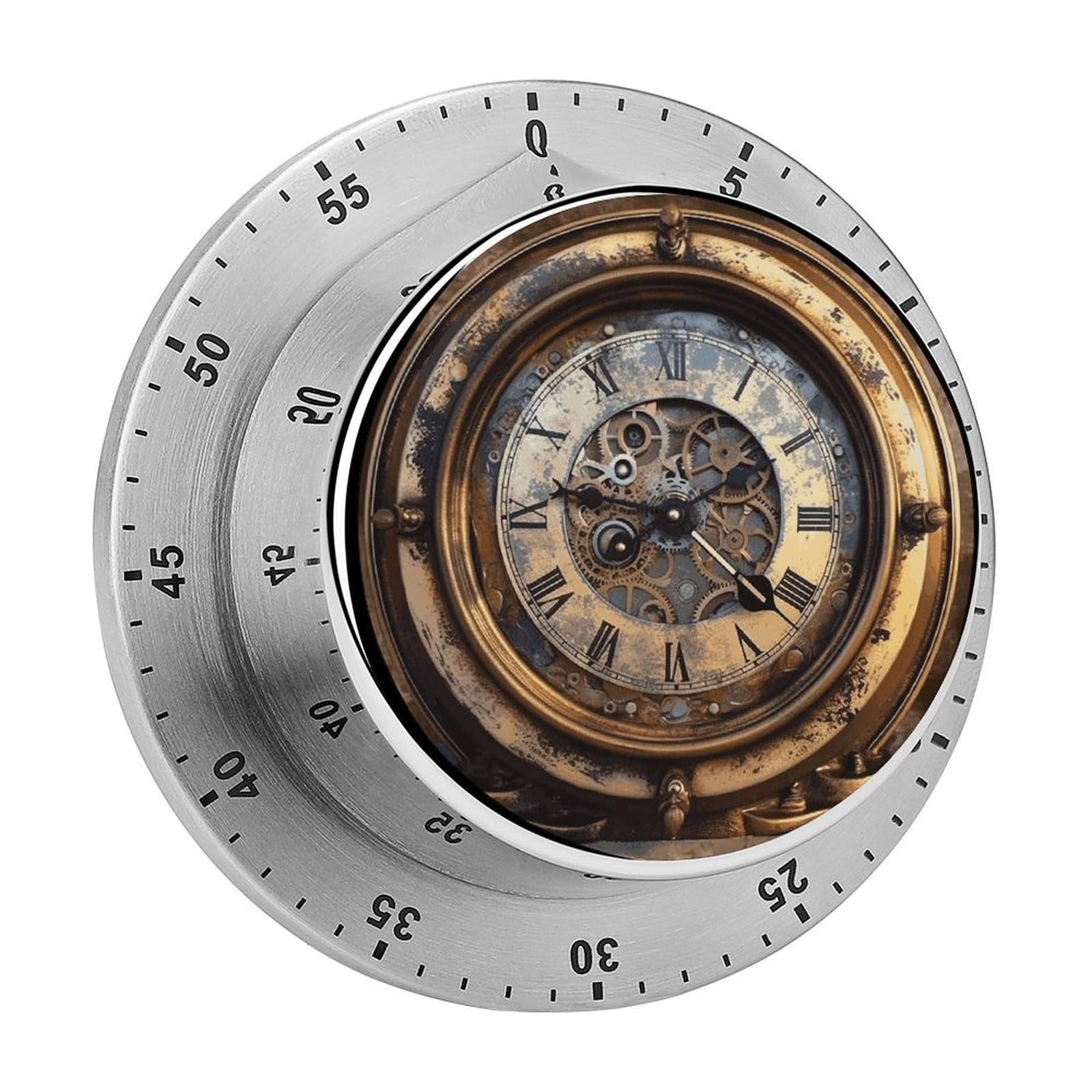 Temporizador de cocina mecánico Steampunk con alarma fuerte y base magnética para cocinar