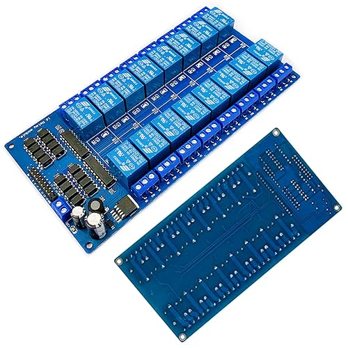Miniatura 1 de DEVMO Módulo de placa de interfaz de relé de 12 V y 16 canales Optoacoplador LED LM2576 Power Compatible con Ar-duino DIY Kit PiC ARM AVR