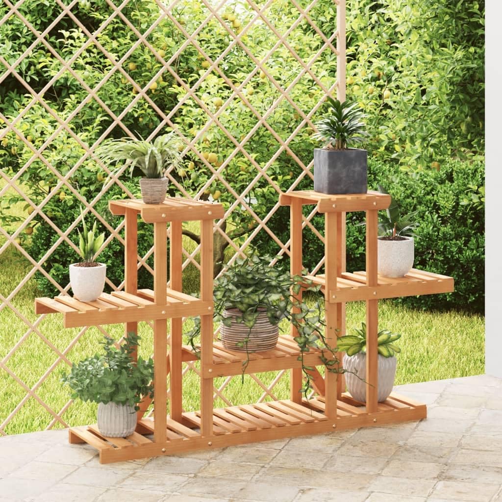 Supporto per fiori, 110 x 25 x 73 cm, in legno massello di abete | Design simmetrico, robusto legno di abete, per soggiorno, balcone, terrazza, supporto da parete incluso