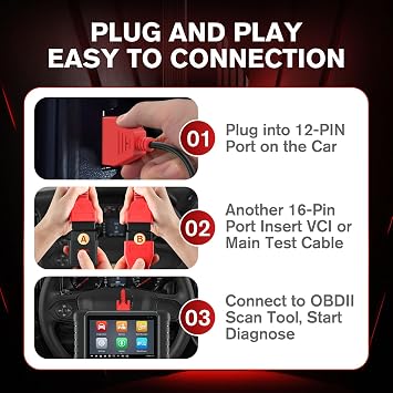Autel Original OBD1 to OBD2 GM Adapter Cable, 12 Pin Male to 16 Pin Female Extension, OBD II Connector Replacement for GM Diagnostic Tool