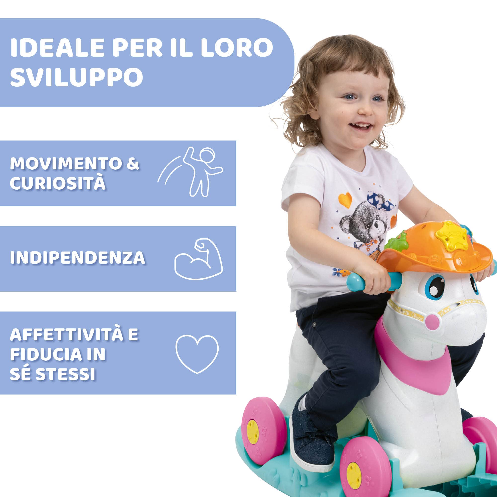 Chicco Cavallo a Dondolo per Bambini Miss Baby Rodeo, Gioco Educativo e Interattivo, Cavallo Cavalcabile Bambina con Effetti Sonori, Max 25 kg, Giochi per Bambini 1-3 Ann