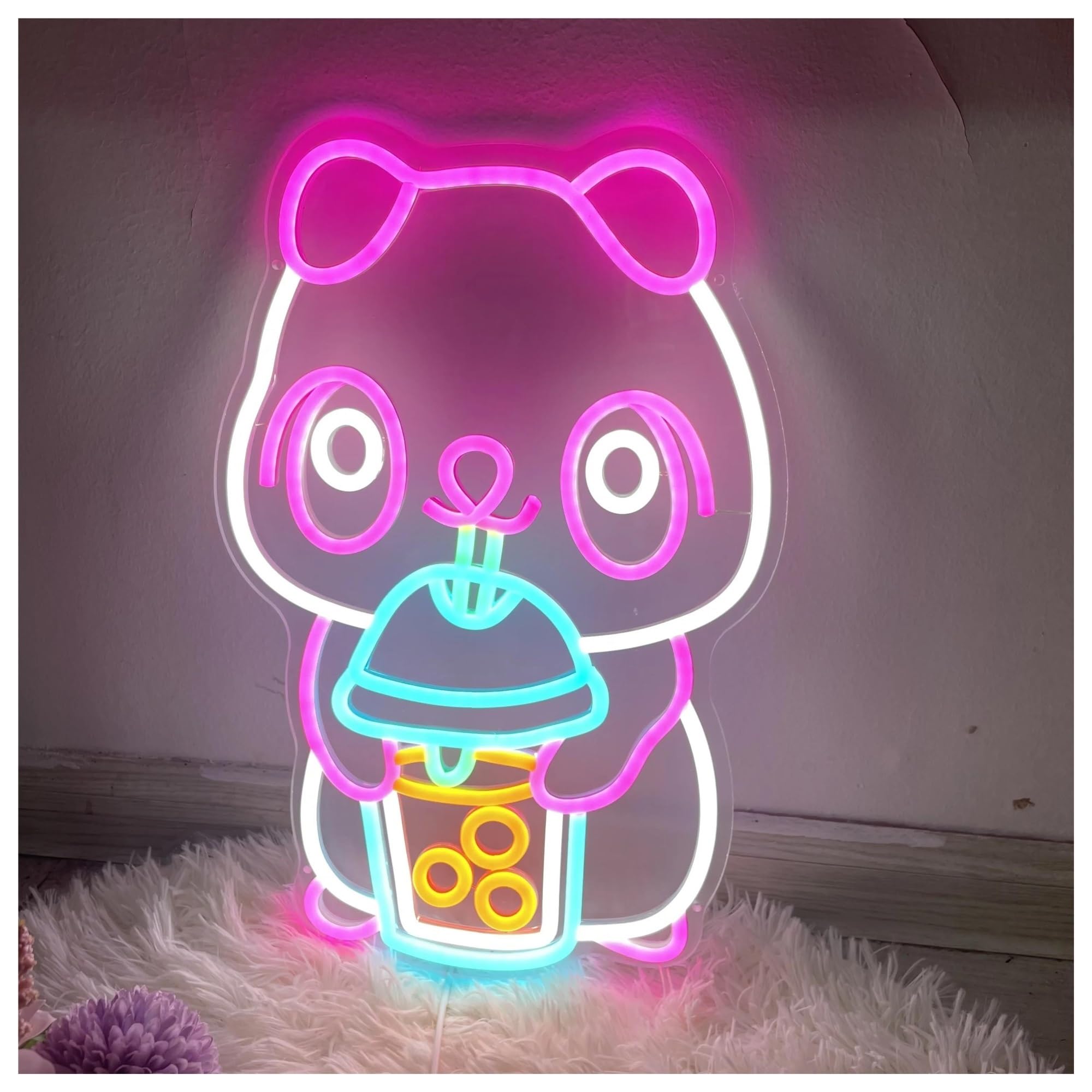 Insegna al neon Tazza da tè al latte per insegna per neon per alimentazione per per panda per luci per 28cmx38cm