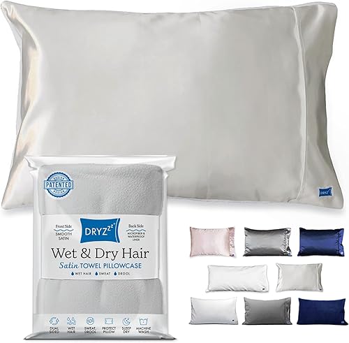 DryZzz Funda de almohada impermeable de 29 x 19 pulgadas, 1 unidad, tamaño estándar marfil, funda de almohada absorbente de doble cara de satén y