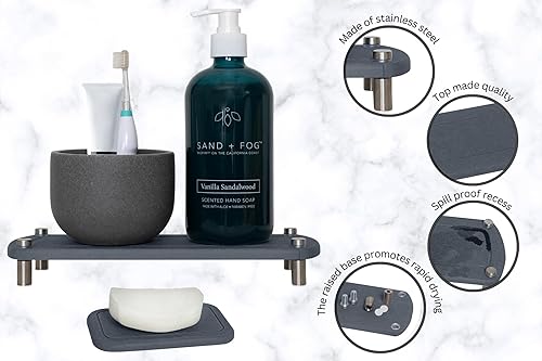 Miniatura 3 de La Ojjeh - Organizador para fregadero de piedra de diatomeas con soporte para jabón, piedra de secado para encimera de cocina, piedra absorbente de