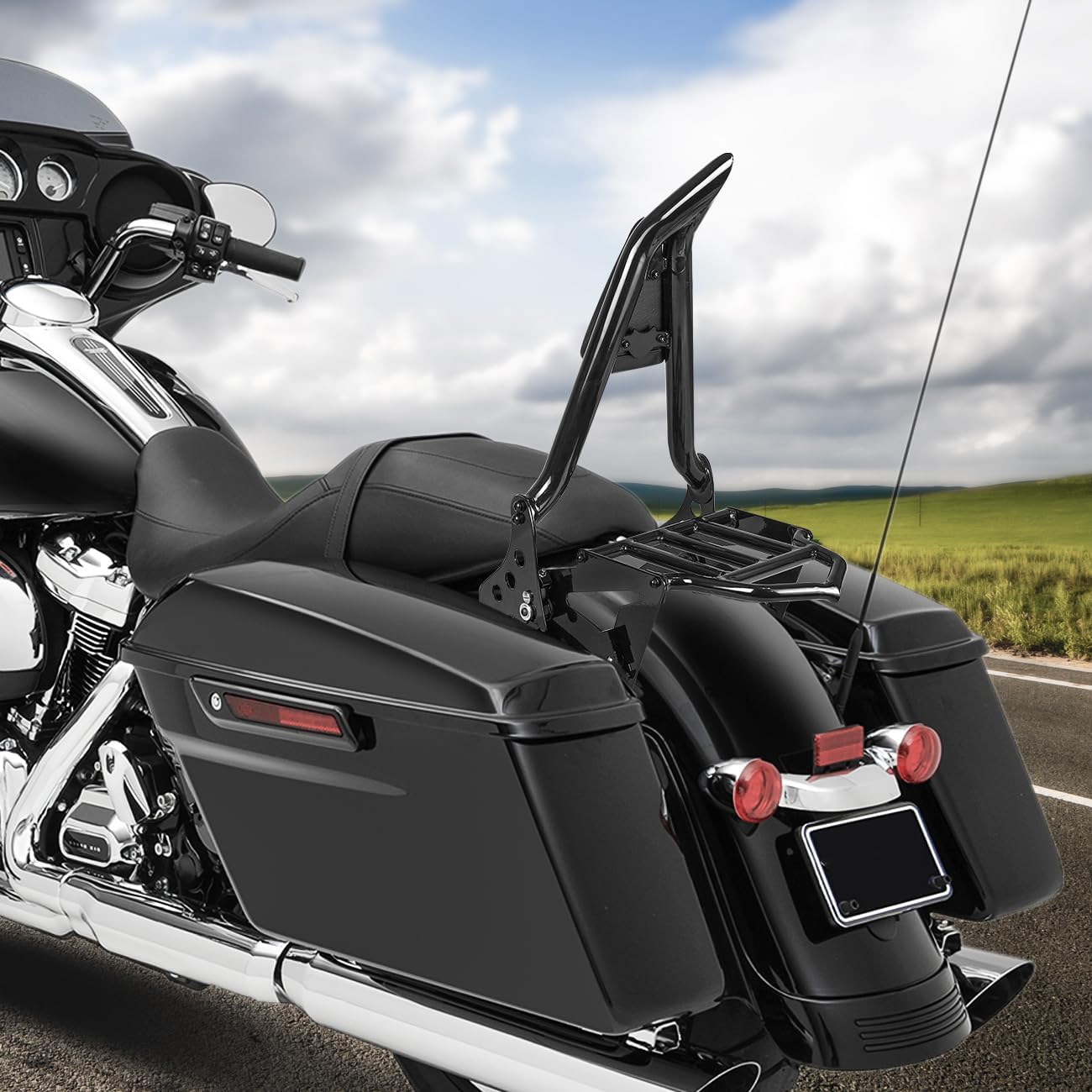 Detachable Passenger Backrest Sissy Bar Luggage Rack 4 Point Docking Hardware Rotary Docking Latch Clips Compatible With For 2014-2024 Harley Touring Road King Street Glide Electra Road Glide