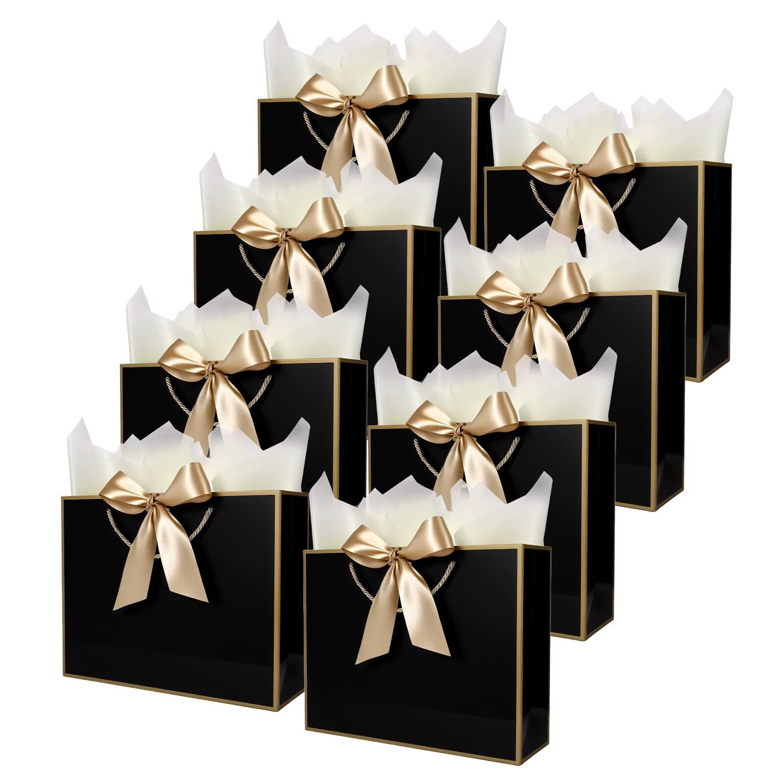 FLUETOOD Gift Bags for Presents, 8pcs Birthday Gift Bags Medium with 8 Tissue Paper for Women Men Party Wedding Baby Shower and Christmas (28 * 20 * 10 cm) — image 1