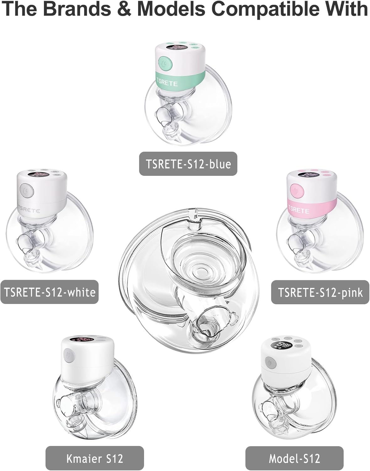 Wearable Breast Pump Replacement Parts Compatible with TSRETE Kmaier S12 S9 Wearable Breast Pump, Include Duckbill Valve, Silicone Diaphragm, 24mm Flange, Milk Collector Cup, 2 Sets
