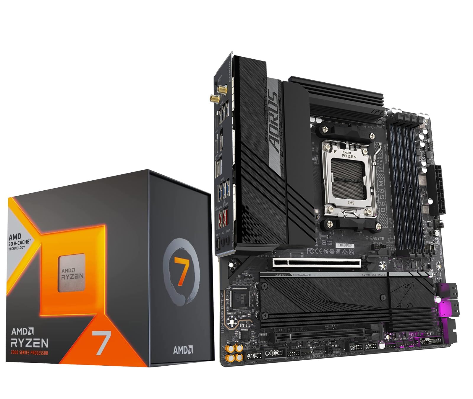 Micro Center AMD Ryzen 7 7800X3D CPU Processor Bundle with GIGABYTE B650M AORUS Elite AX Gaming Motherboard (AM5, Micro-ATX, DDR5, PCIe 5.0 M.2, USB