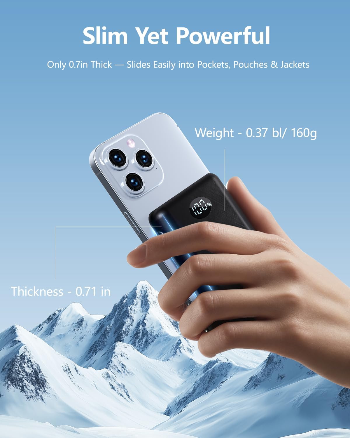 Heated Vest Battery Pack,ππππππ¦ππ‘ 5V 2A/3A 10000β―Mah Ultra Light Small Power Bank for Heated Vests, Jackets with LED Display | 7.4V 3A DC Battery with PD USB/Type-C 3 Outputs - Image 5