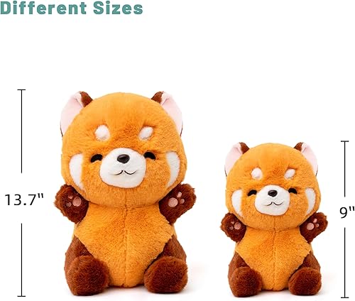 Vista 4 de Peluche de panda rojo grande, lindo animal de peluche Kawaii, regalo para niños, novia, cumpleaños, peluche de panda Panda entrecerrando