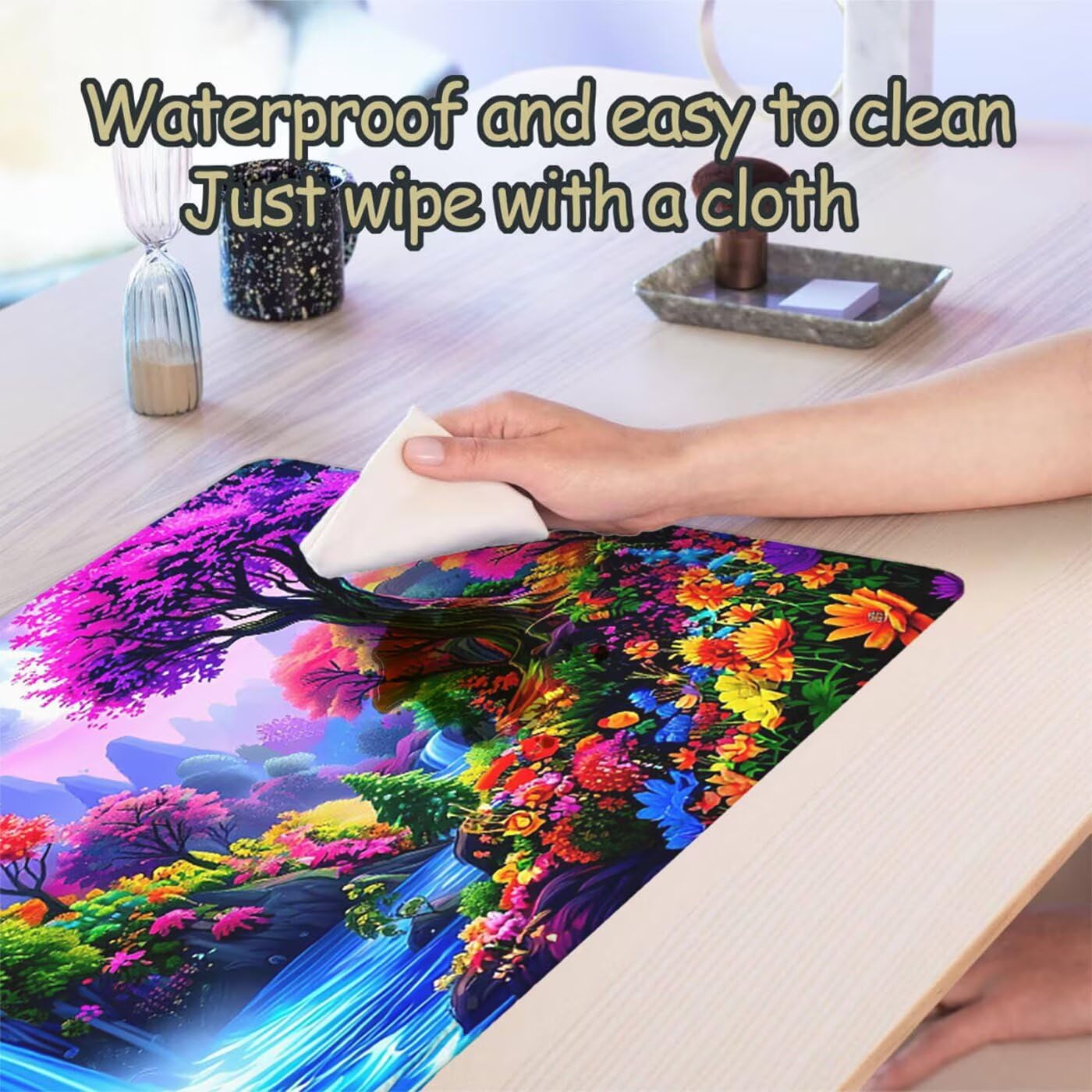 Podkładka pod mysz XXL 1200 x 600 mm duża podkładka pod mysz dla graczy Jesień pod ręką biurko szyte krawędzie wodoodporna antypoślizgowa do komputera, laptopa poprawia precyzję i szybkość, krajobraz