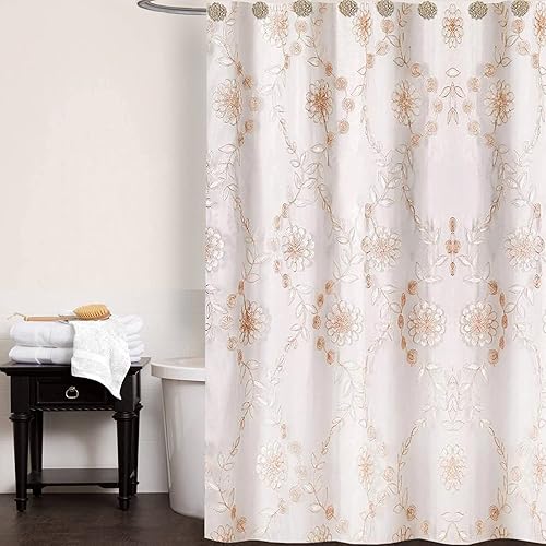 Miniatura 1 de Popular Bath Cortina de ducha Rose Vine, Beige-Taupe