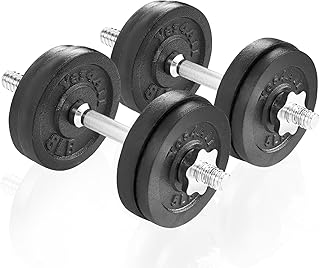Yes4All Adjustable Cast Iron Dumbbell, Poids Et Haltere, Weights for Home Gym 40/50/52.5/ to 60lbs with Alloy Steel Connector Option for Strength Training, Full Body Workout, Muscle Building Men Women
