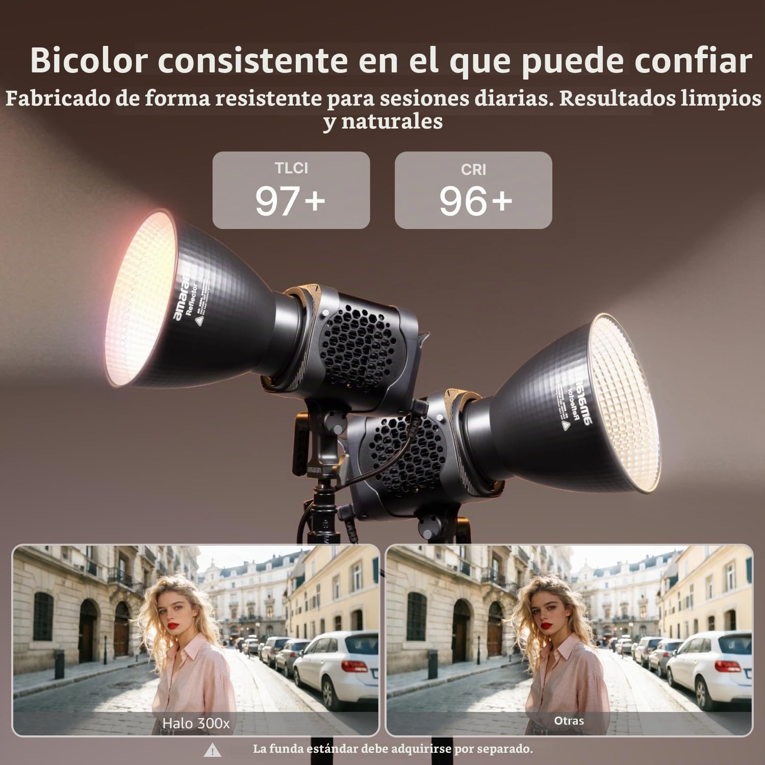 amaran Halo 300x 305W Luz LED COB Bi-Color, 16.200 Lux a 1m, Diseño Monolight con alimentación AC integrada, Montura Bowens Metal, CRI 96+, TLCI 97+, Control DMX y App