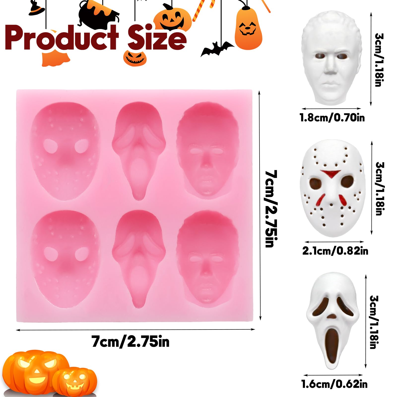 Halloween Skull Chocolate Mold - Pink Silicone -5