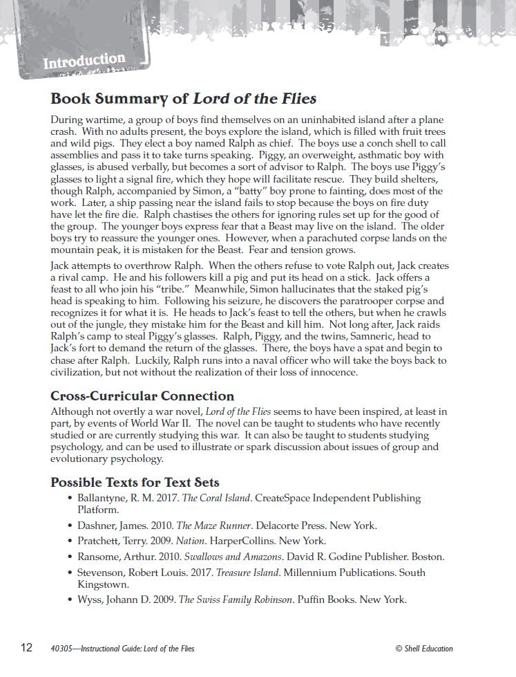 Lord of the Flies: An Instructional Guide for Literature - Novel Study Guide for 6th-12th Grade Literature with Close Reading and Writing Activities (Great Works Classroom Resource) - Image 4