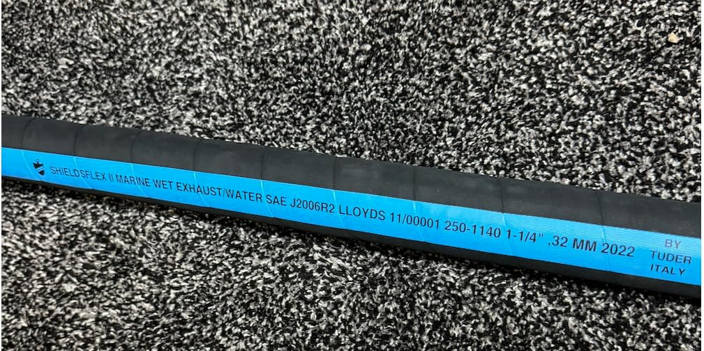 250 Series Hardwall Water/Exhaust Marine Hose with Wire Shieldsflex II 116-250 thermostat housing manifold hose Mercruiser (1" x 10' feet)