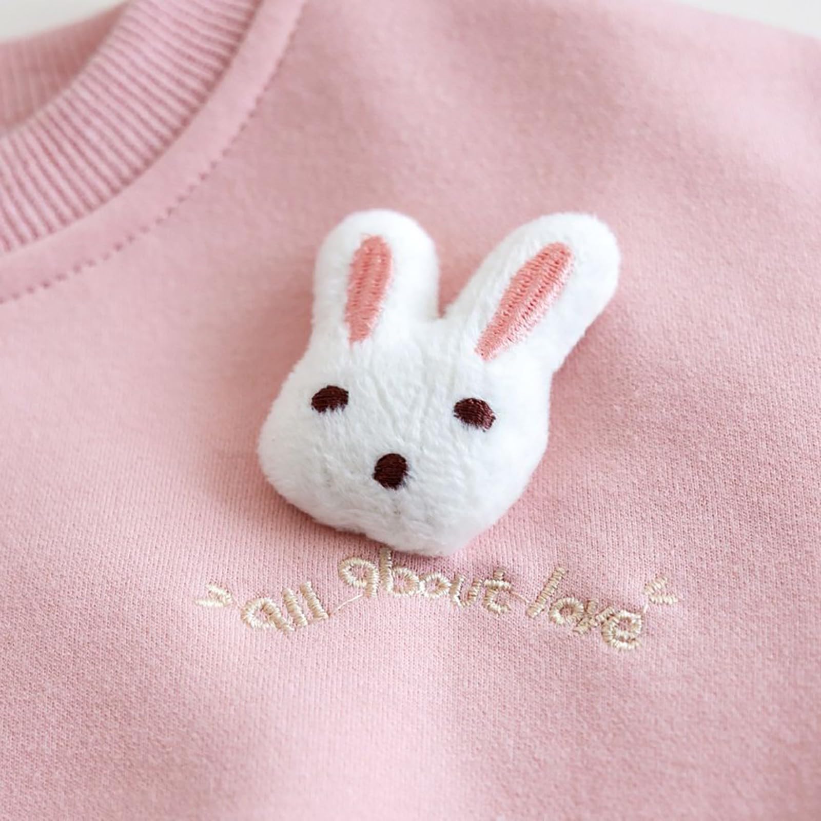 Cute Sweatshirt Babymädchen mit 3D Hase Pullover Kinder Kawaii Sweatjacke ohne Kapuze Hoodie Langarm Pulli Rundhals Lässig Oberteile Baumwolle Kleidung