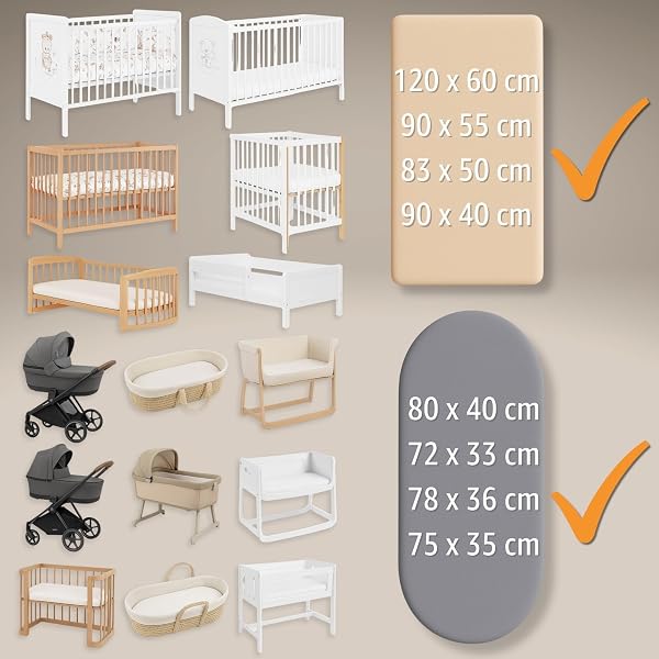 Drap Housse Cododo pour Nacelle Ensemble de 2 Draps Lot de 3 : 50x83 cm avec Protege Matelas Impermeable - Alese Bebe Compatible avec Berceaux Landeau Couffin et Poussette Enfant 50 x 83 - 5