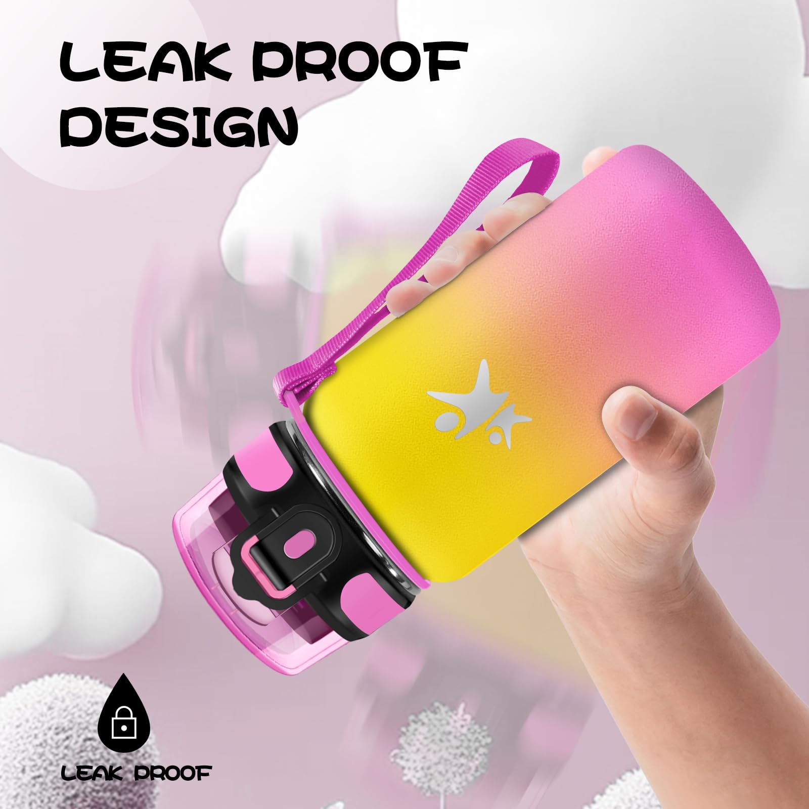 KollyKolla Borraccia Acciaio Inox 500ml, Borracce Termiche con Cannuccia, Bottiglia Termica Riutilizzabile, Bottiglia Acqua a Prova di Perdite, senza BPA, Borraccia per Bambini, Scuola, Gimnasio