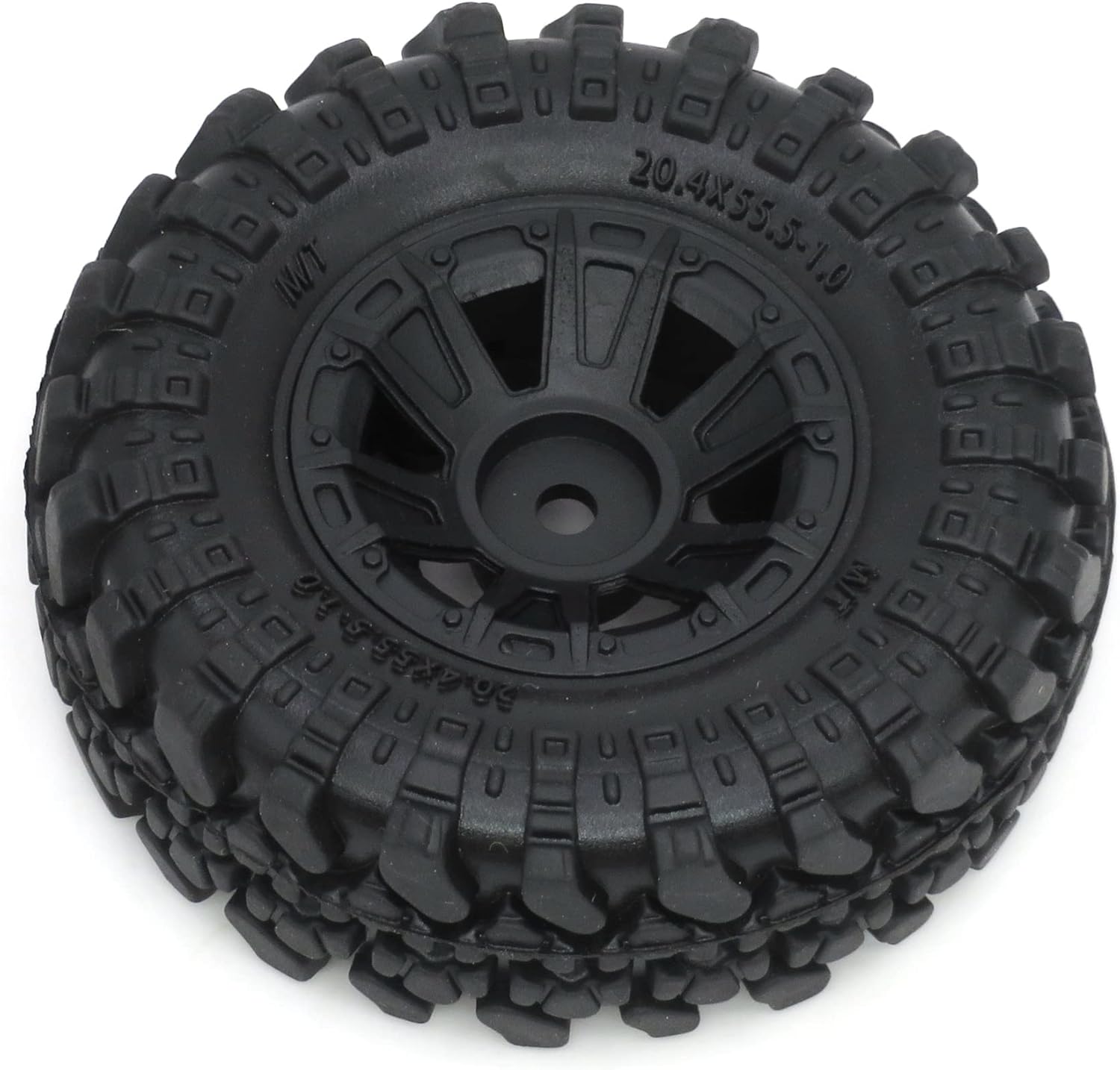 HOBBYSOUL 1.0 Crawler Tires Mounted on 1.0 Beadlock Wheels 7mm Hex, SCX24 Tires and Wheels (with Heavy Duty Metal Middle Rings, 21g/Ring) for 1/24 RC Crawler Axial SCX24 90081 AXI00001, (4-Pack)