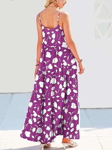 Miniatura 6 de ANRABESS - Vestido largo de verano para mujer, vestido de lino casual, holgado, sin mangas, con tirantes delgados y estilo bohemio, para playa