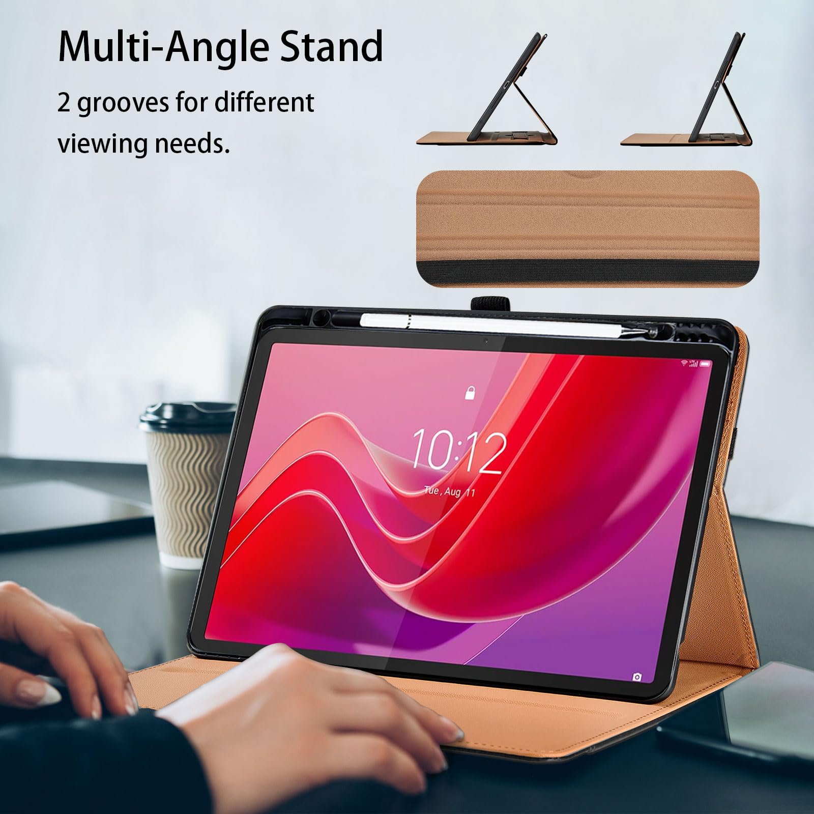 Case For Lenovo Tab M11 11" 2024, Embossed PU Leather Cover Flip Smart Auto Wake Sleep Stand Function Pencil Holder Card Slots Footgrip Lenovo Tab M11 11 2 - View #3