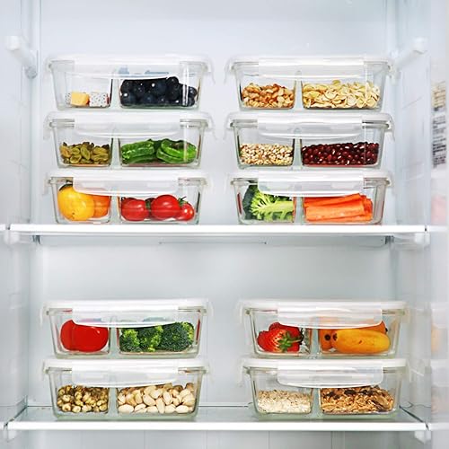 Miniatura 5 de DAS TRUST Paquete de 10 recipientes de vidrio para preparación de comidas, aptos para microondas, tazones de preparación de comidas, recipientes de