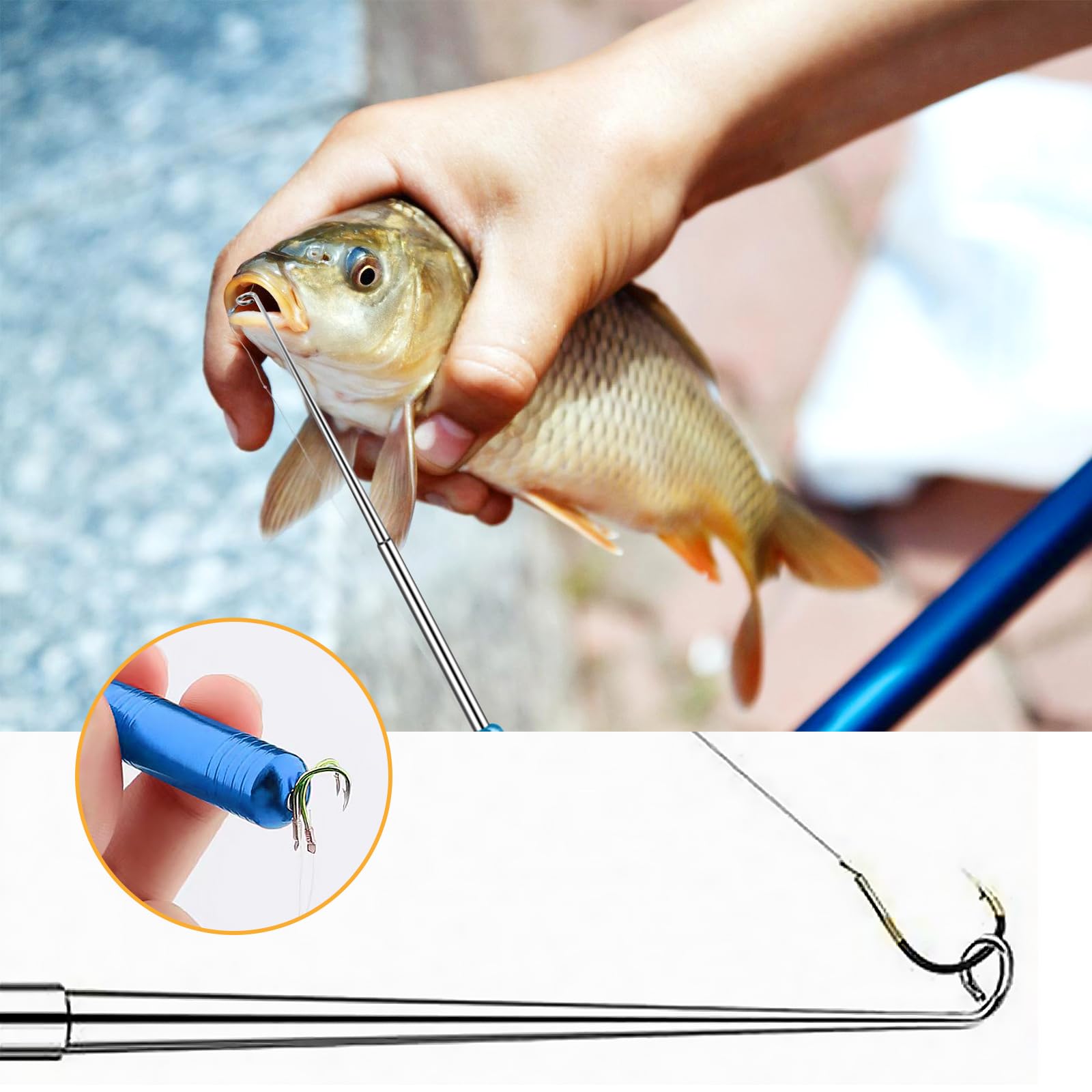 GBKDQQ 3-teiliges Angel-Set – Fischtöter 24,5 Cm Aus Aluminium, Hakenlöser & Zange, Für Karpfen Und Forellen GBKDQQ 3-teiliges Angel-Set – Fischtöter 24,5 Cm Aus Aluminium, Hakenlöser & Zange, Für Karpfen Und Forellen