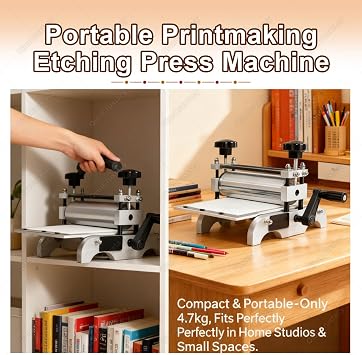 Manual Printmaking Press, Multifunctional Printing Machine with Precision Steel Laminator for Engraving, 14x7 Inch Large Printing Area, for Professional Wood and Copperplate Printing