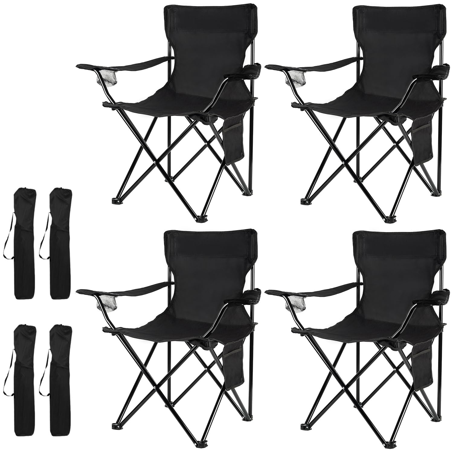 Damei century 4PCS Folding Camping Chairs-Lightweight, Installation-Free, Portable Chair for Beach, Lawn, Outdoor Sports,Black