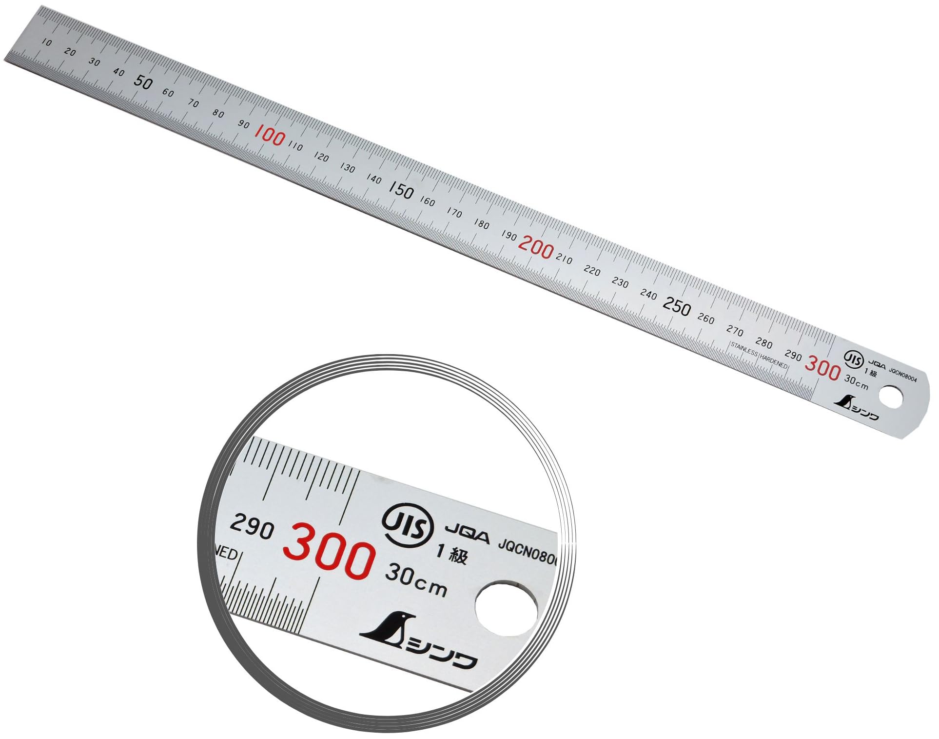 Shinwa 13013 Stainless Steel Ruler 30 cm with 0.5 mm Scale Steel Ruler Metal Ruler