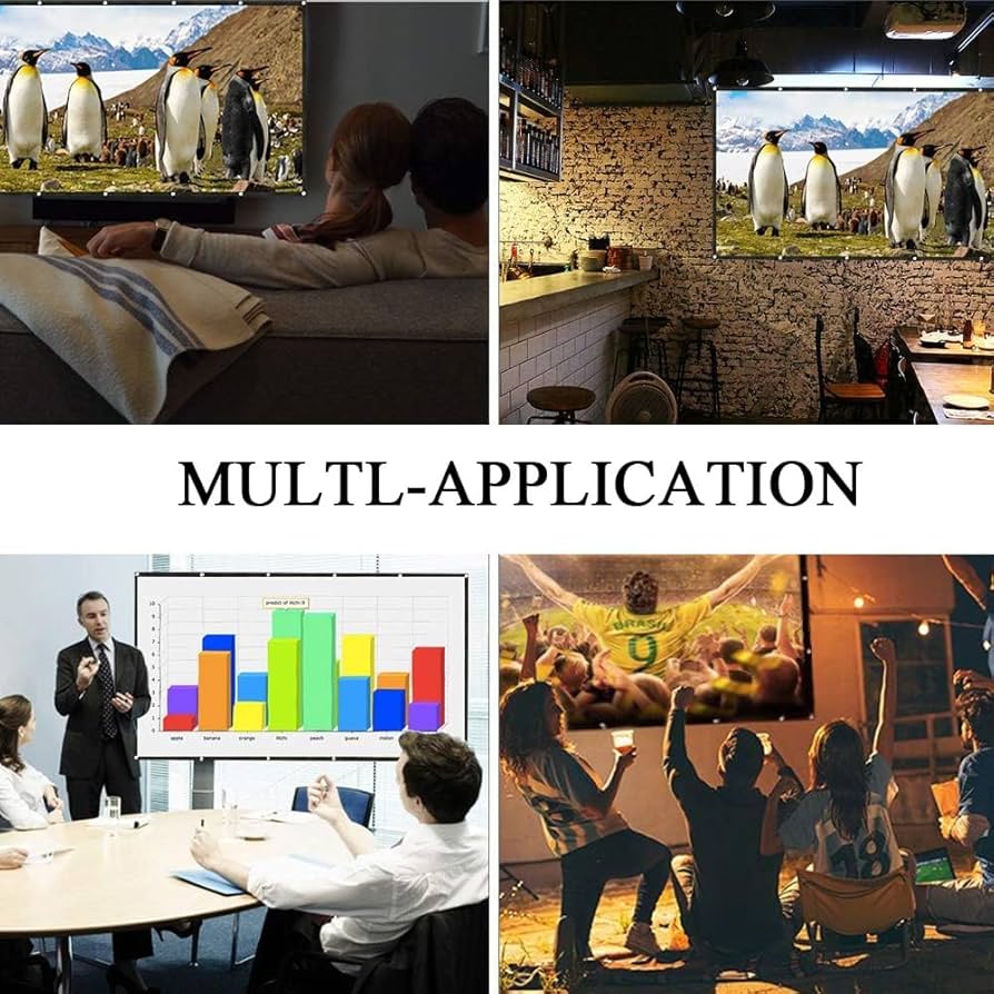 Lavadora Portatil Pantalla De Proyección Portátil 150 Pulgadas - Soporte Ajustable, HD 1080P/4K (3.3x1.87m) Pantalla Proyectadora Portátil 150 Pulgadas