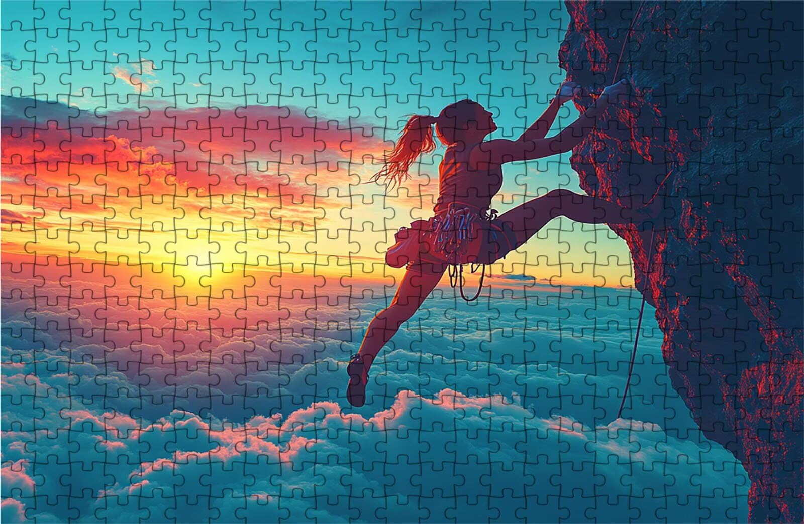 Puzzle 1500 Piezas, Escalada De Roca Puzzle 1500 Piezas Adulto 90x60 cm, Puzzles Madera Mujer Exquisito Embalaje en Caja de Papel, Bolsa de Malla Portátil para Regalo Hombre Decoracion Pared RXPT-643
