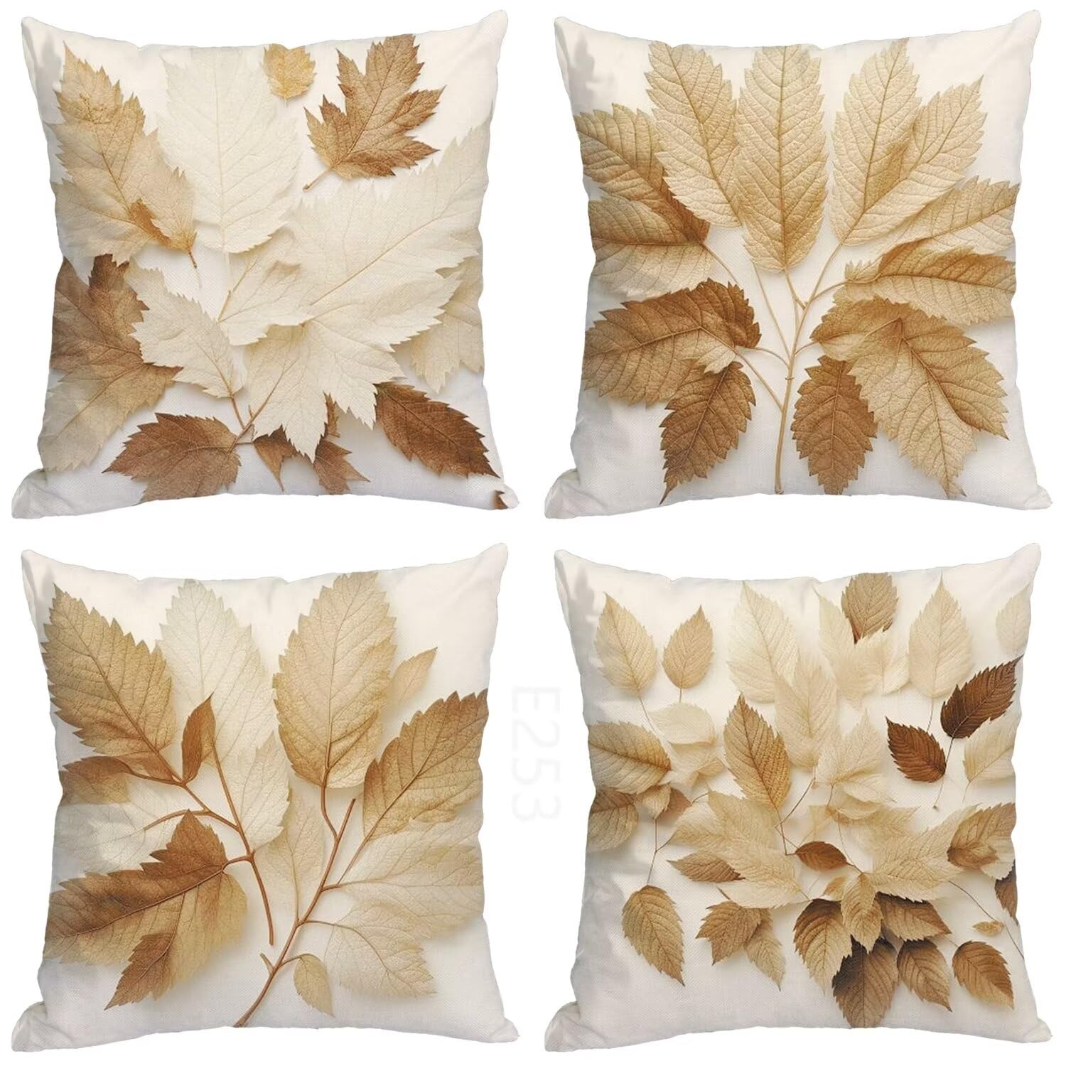 Cachi Federe Cuscini Divano 55x55cm,4 Pack Pianta Estate Esterno Cuscini per Divano,Doppio Lato Quadrato Morbido Cuscini Divano,per Divano Soggiorno Sedia Autunno Dekoration Cuscino,Regali LY-253
