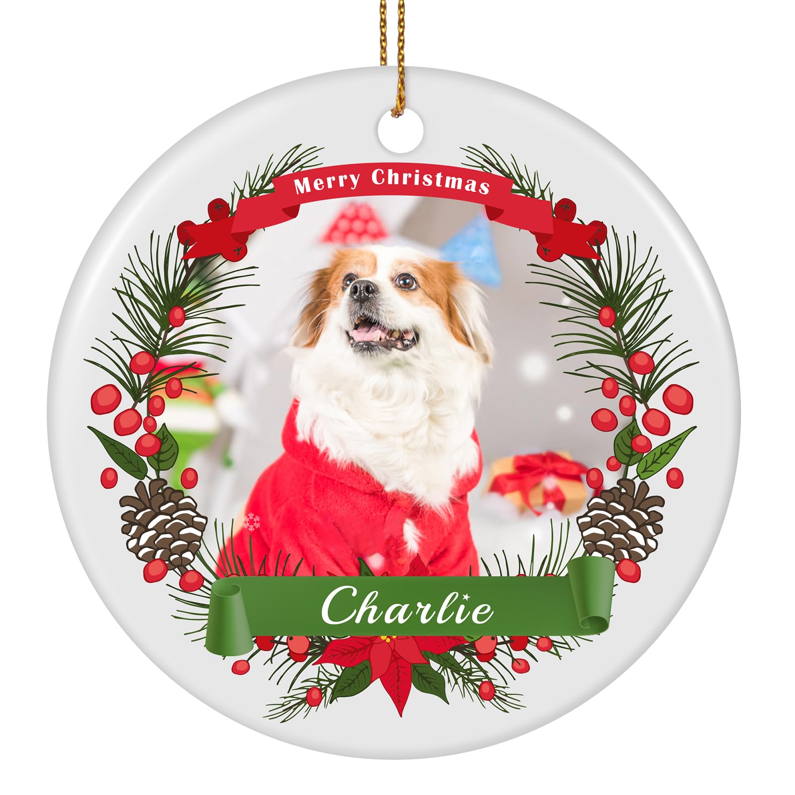 Personalized Dog Photo Christmas Ornament, Pet Ornaments for Christmas Tree