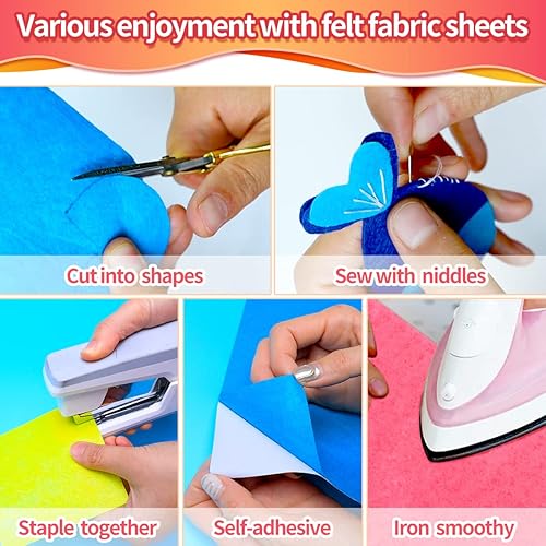 Miniatura 9 de IOOLEEM Hojas de fieltro moradas, 30 piezas de 7 x 11.3 pulgadas (cerca de tamaño A4 - 7.1 x 11.2 in) hoja de fieltro precortada para manualidades,