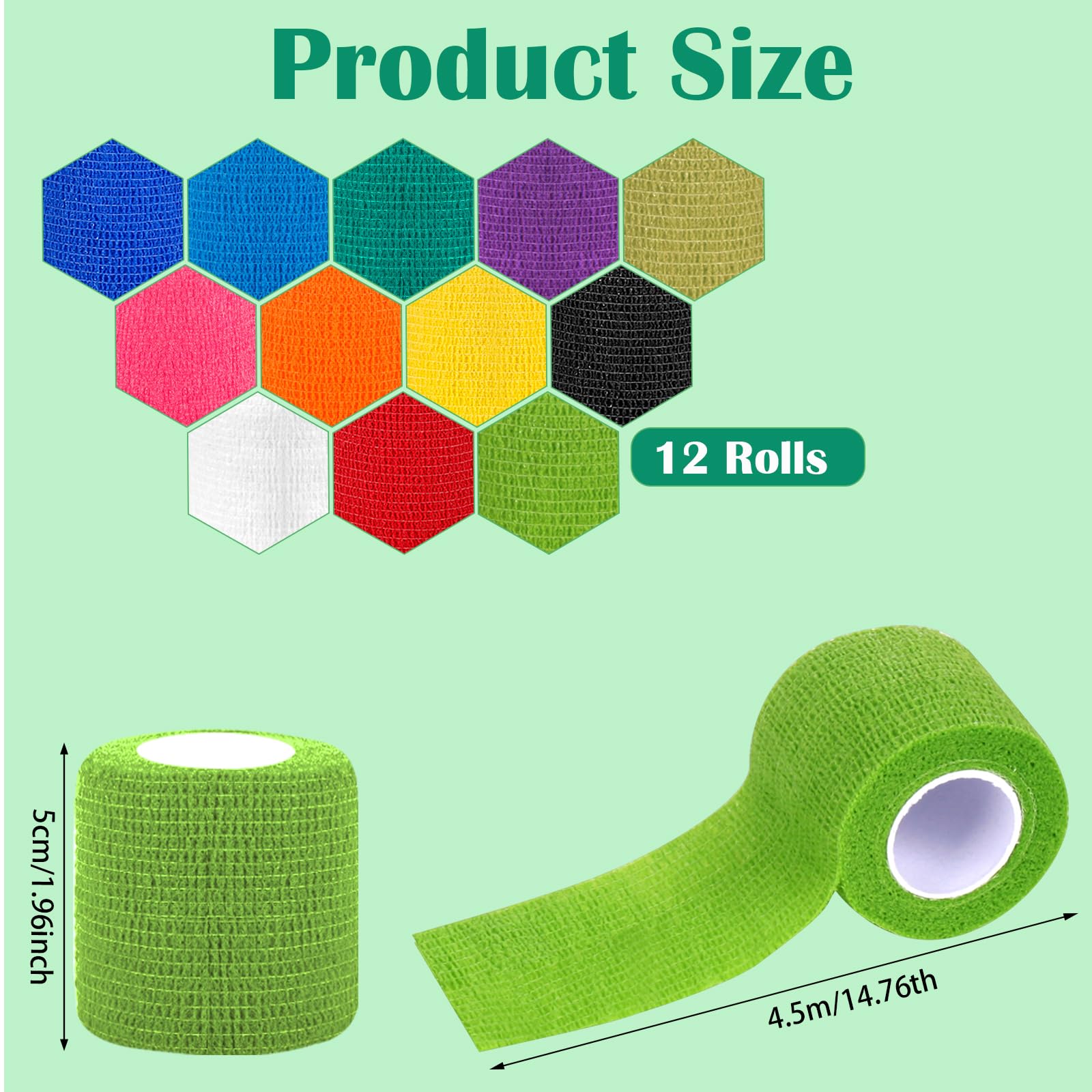 Vendas Autoadhesivas 5cm x 4,5m Telas No Tejidas Venda Cohesiva Elástica Vendaje Primeros Auxilios Deportes