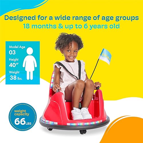 Miniatura 10 de Kidzone Coche de parachoques WiFi para niños pequeños y niños, 2 velocidades 12 V, juguete eléctrico de paseo con control remoto, control de