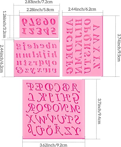 Vista 2 de Patelai 4 moldes de silicona para letras mayúsculas y minúsculas y números 0-9 para fondant de chocolate, fabricación de jabón hecho a mano
