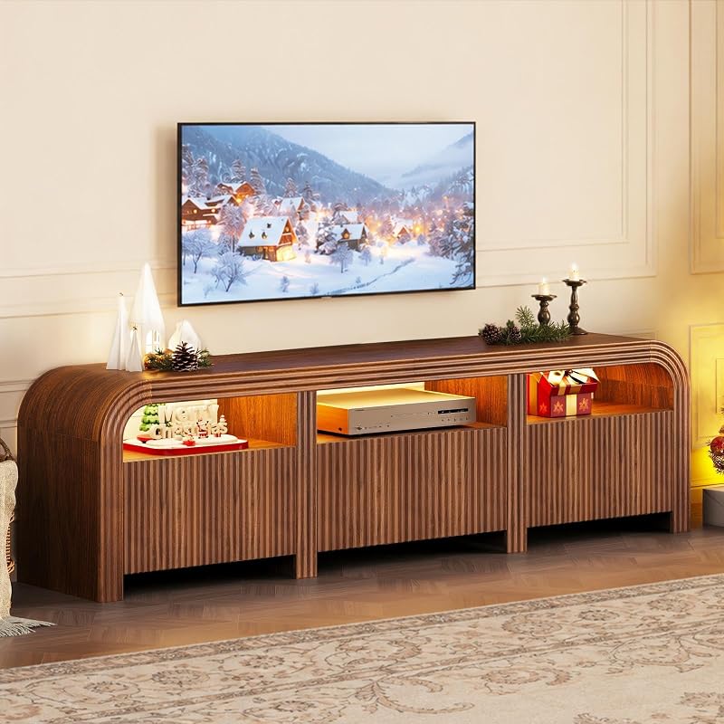 70" Fluted TV Stand - Mid Century Modern TV Stands for Living Room