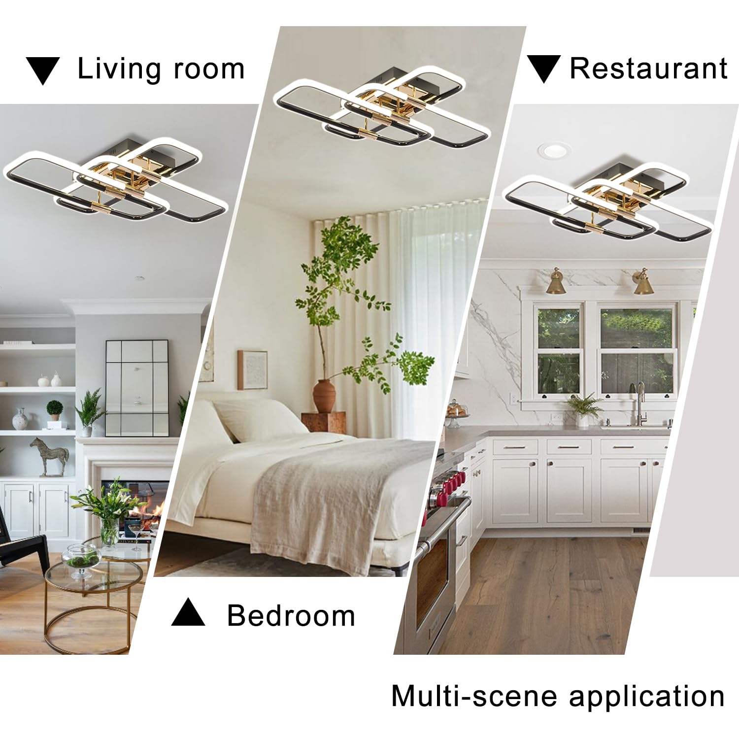 Plafoniera LED Soffitto Moderna Quadrata Nera, Dimmerabile a Montaggio Incasso per Soggiorno