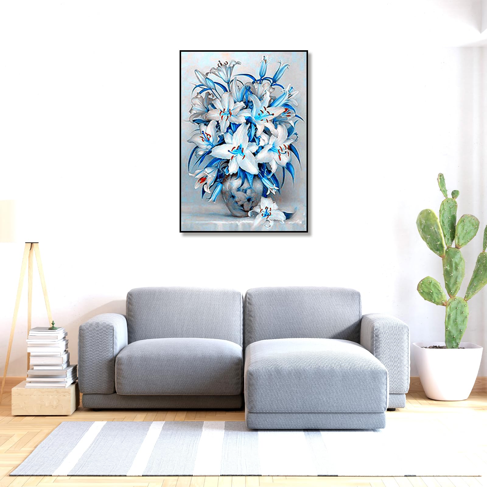 Peinture Diamant – Lis Rose 40x50 Cm – Kit Complet Adulte – Art Thérapie Anti-stress – Loisir Créatif à Paillettes