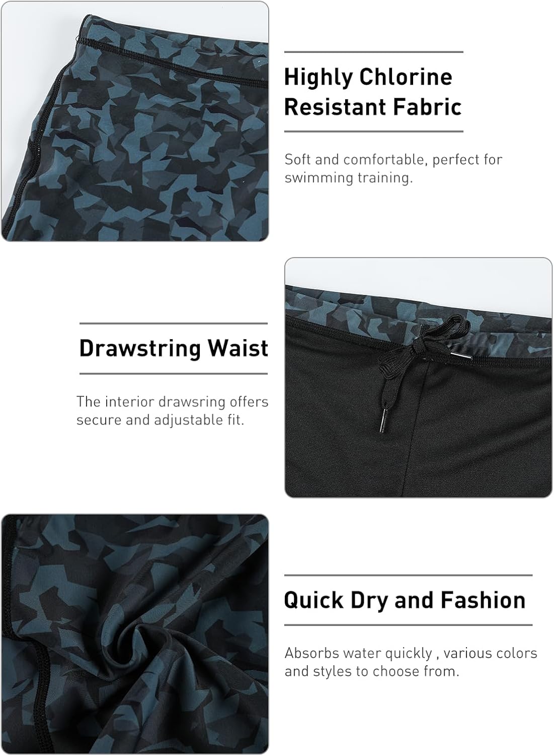 Men's Square Leg Swimming Jammer Shorts UPF50+,Men Swimsuit Swim Jammers Fabric Shape Retention - Image 4