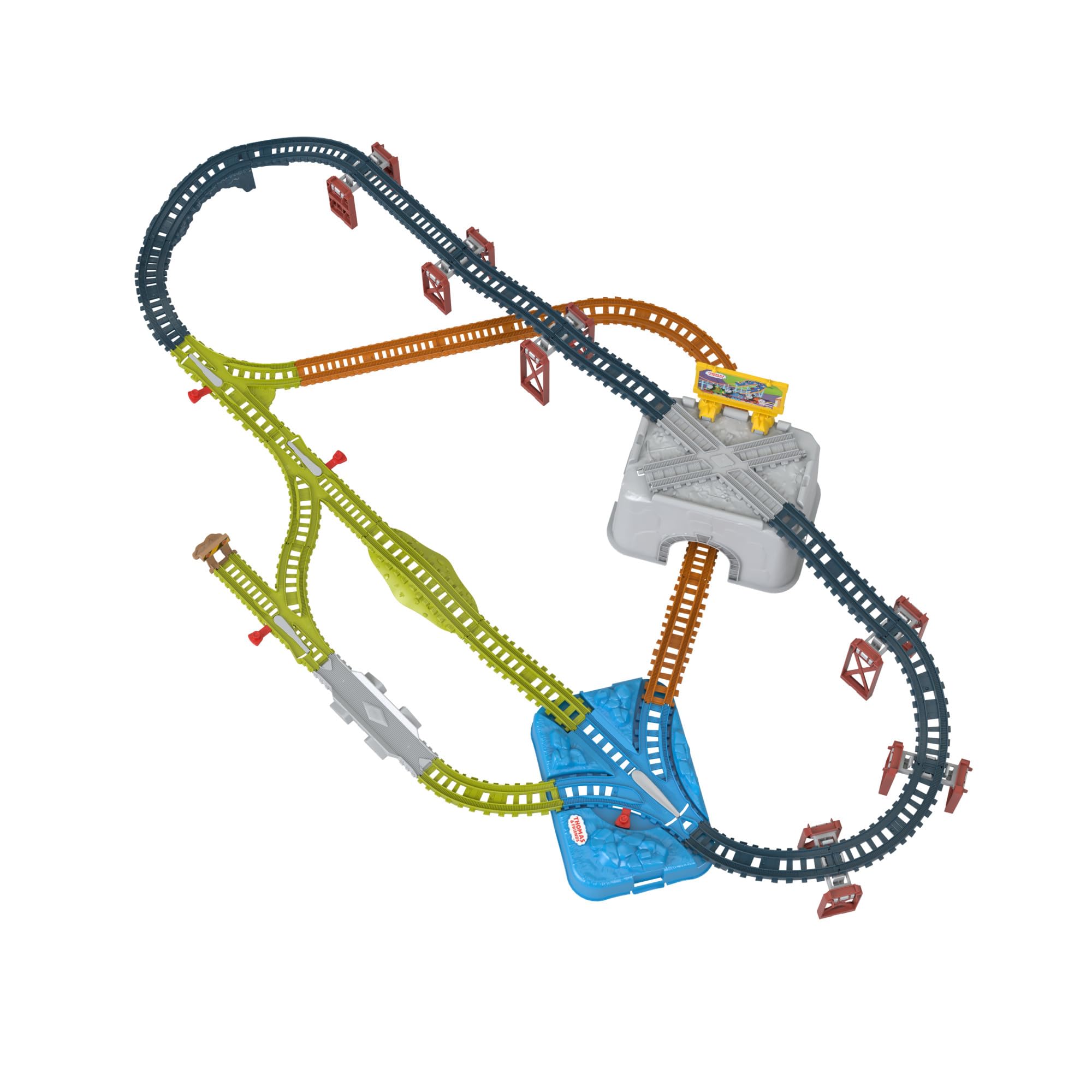 Thomas & Friends Coffret D’Extension Seau Piste 2 en 1 À Assembler Et Connecter avec 34 Sections De Piste pour Trains en Métal Et Motorisés, Jouet Enfant, De 3 Ans À 5 Ans, HNP81 | Fromes de rails variées : droites, courbes, montées. Seau & couvercle pour