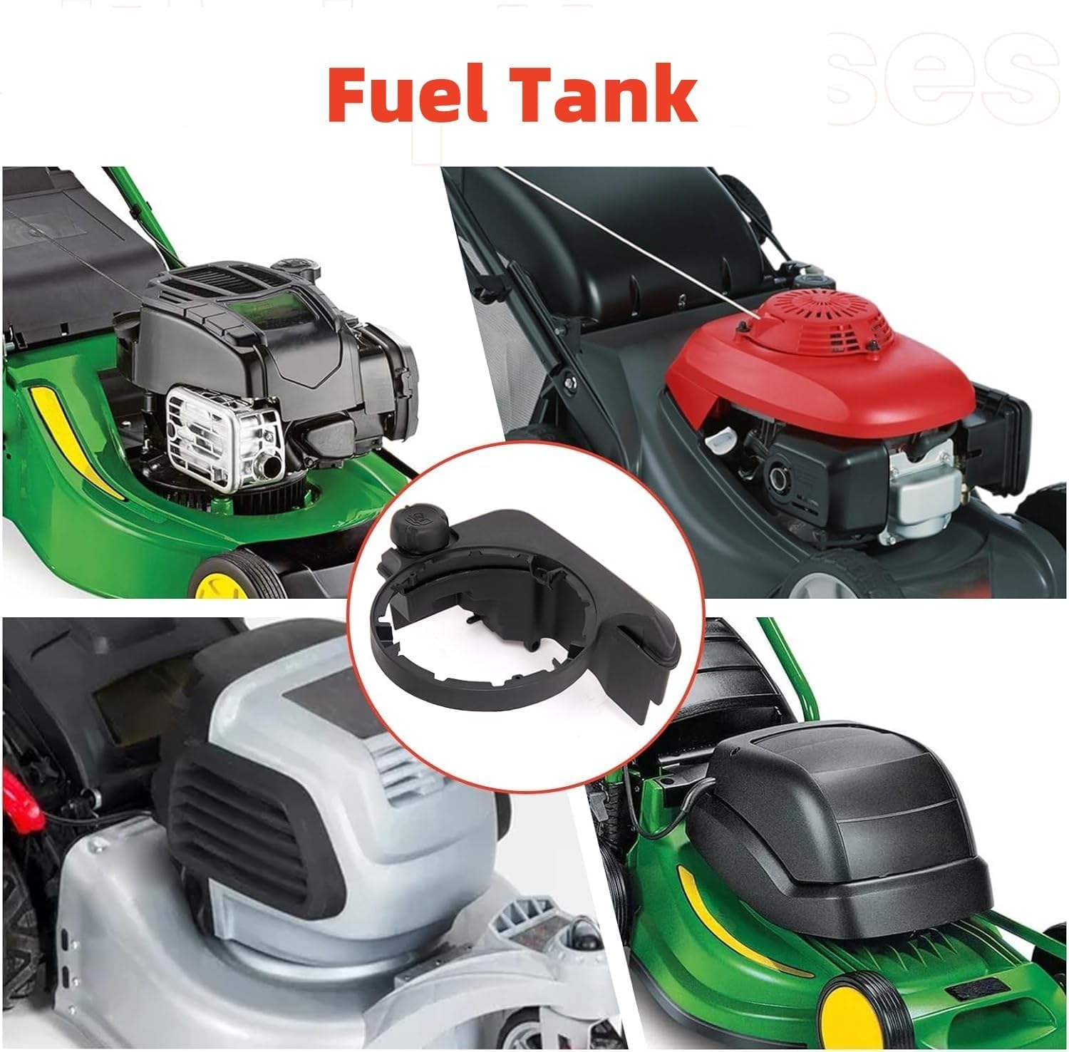 Depósito de combustible con tapas para cortacésped, compatible con Briggs & Stratton John Deere Troy-Bilt Craftsman, sustituye al tanque de gas 495224 494213 693377 695960 AM134926