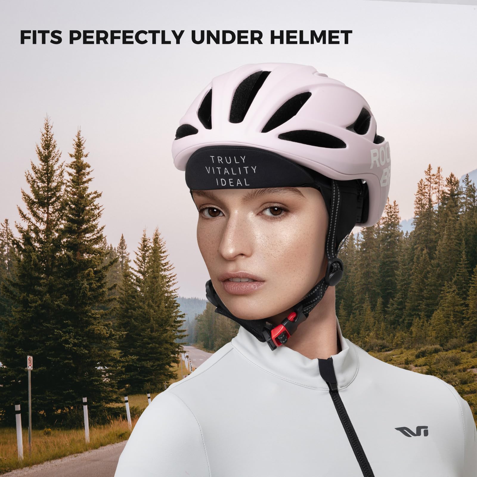 ROCKBROS TVI Berretto Sottocasco Bici Invernale, Cappellino con Visiera, Elastico Berretto Copricapo Antivento Caldo Paraorecchie, per Ciclismo Sci Moto, Nero