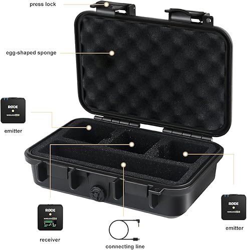 Miniatura 3 de Liyirui - Funda de almacenamiento de espuma con forma de bricolaje precortada, funda portátil para micrófono inalámbrico GO II de doble canal,