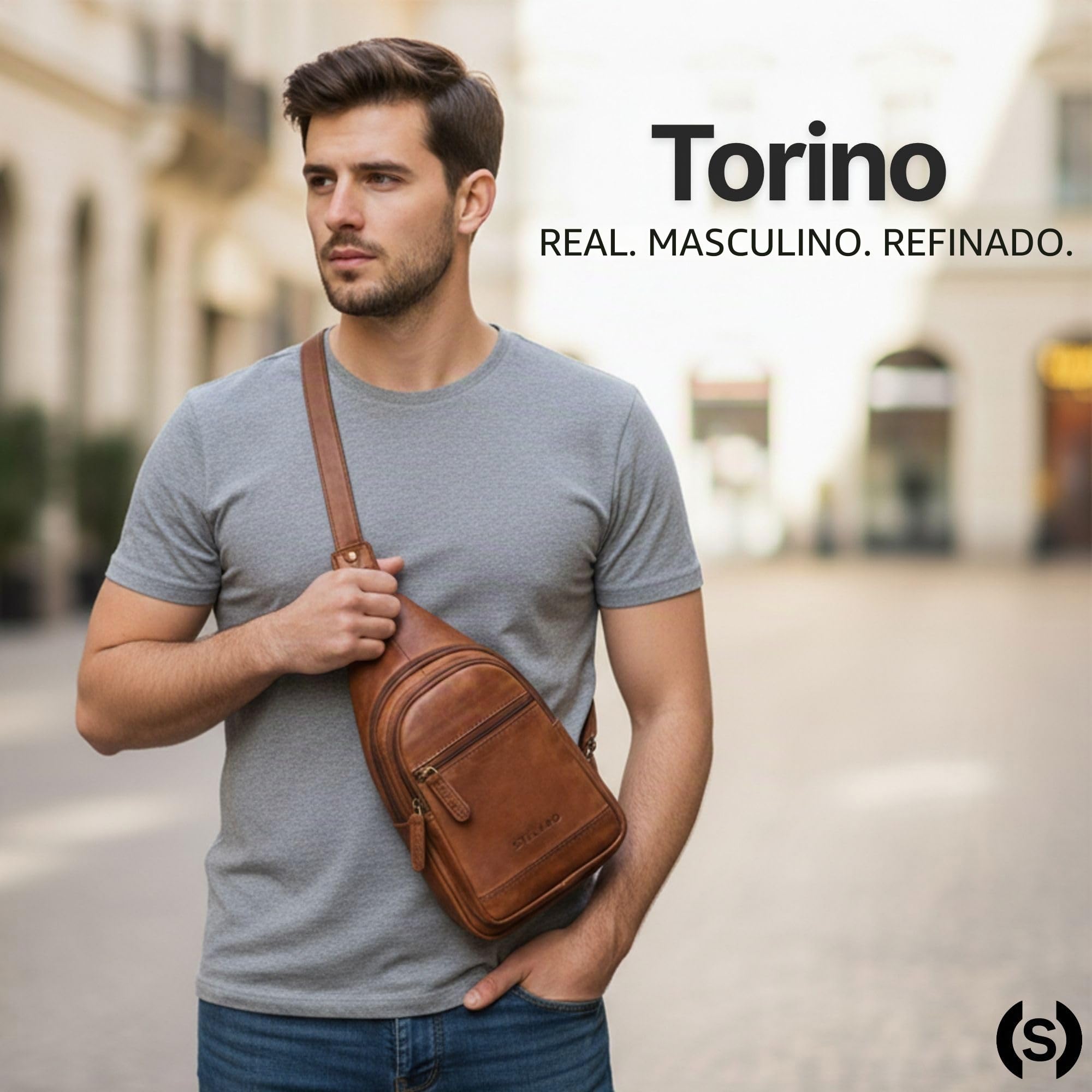 STILORD "Torino Estilo Bolso Pecho Hombre Piel Crossbody Bag – Riñonera de Pecho de Cuero Genuino para Colgar para Tablet de 8,3 Pulgadas Antirrobo para Viajes Color:negro