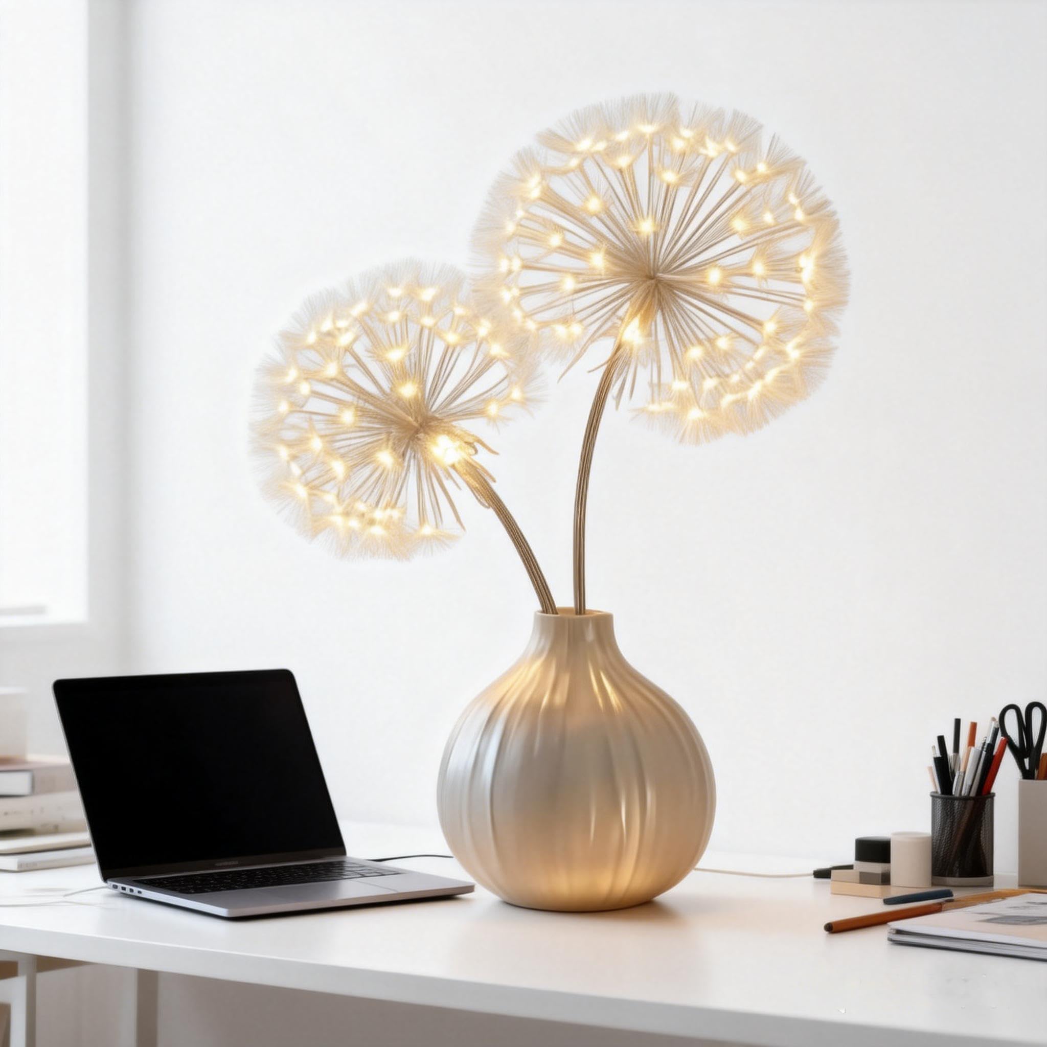 Blissful Bright Dandelions, Dandelion Lamp, Artificial Dandelion Branches with Lights, for Room Fireplace Table Christmas Decor (#2pc) — view 6
